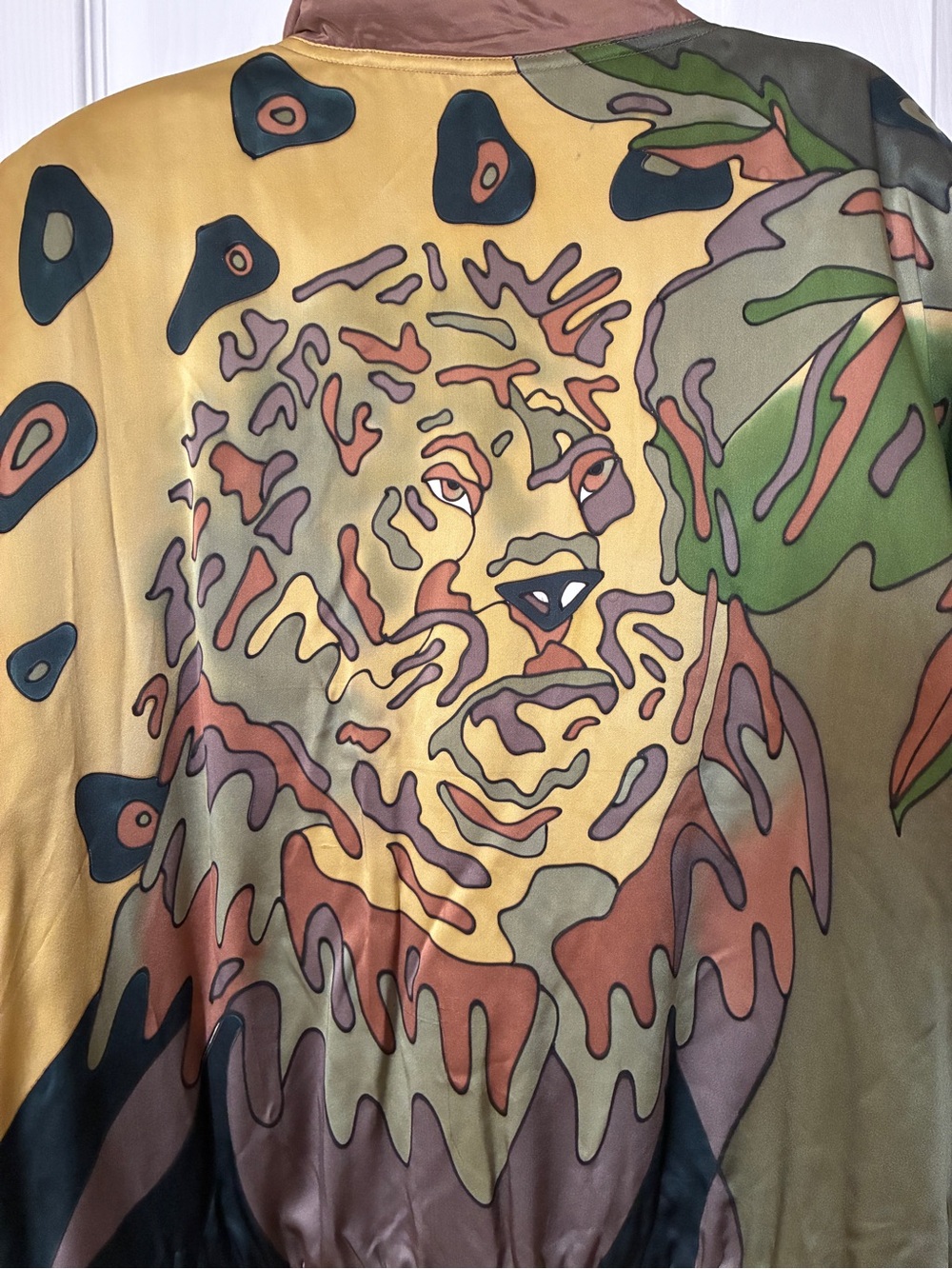 Vintage Silk Lion Bomber Mureli Art Jacket